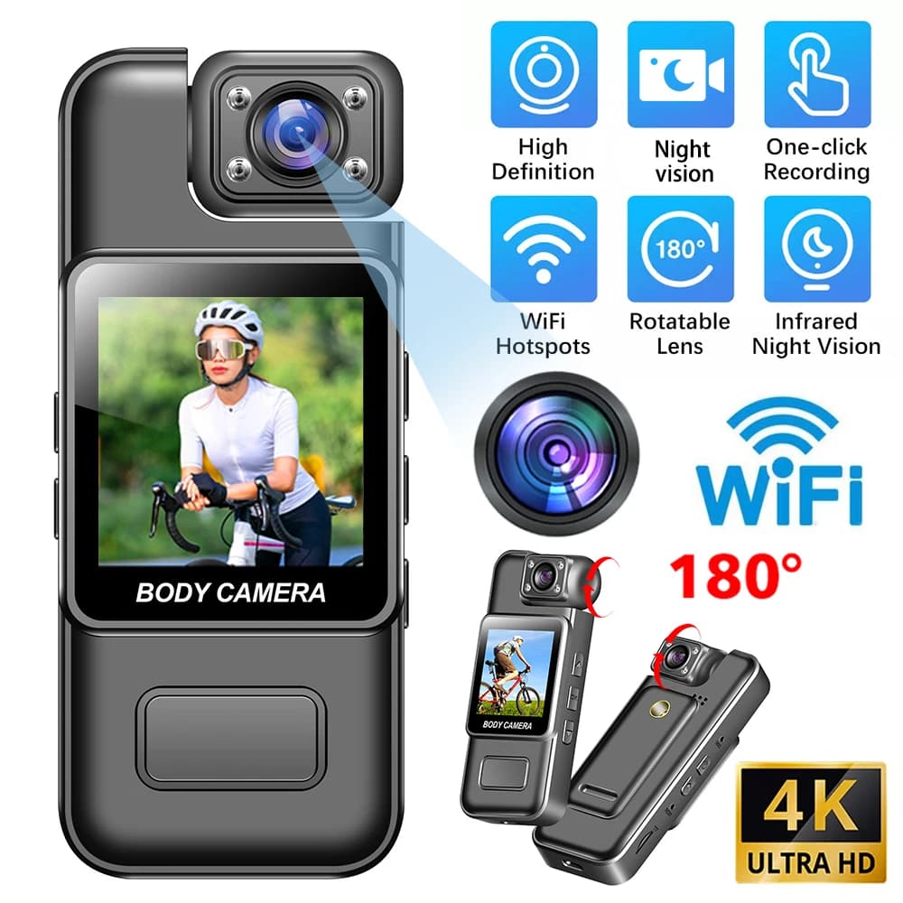 Videoregistratore digitale portatile Ultra HD con telecamera WiFi 4K con visione notturna a infrarossi per polizia BodyCam Sport DV e guida