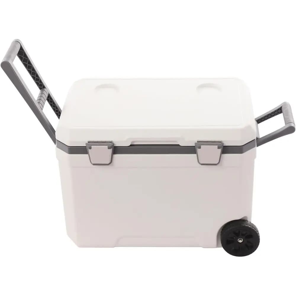 Wheeled Insulated Cooler with Pull Rod, 11.89 Gal Capacity for Camping, BBQ, and Fishing