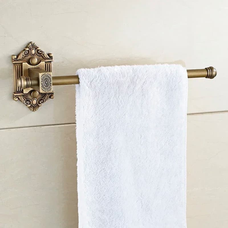 Vidric Towel Bar Brass, Single Rail Antique Wall Shelf Bar Rack Bathroom Kitchen Hangers Home Decor Towel Holder