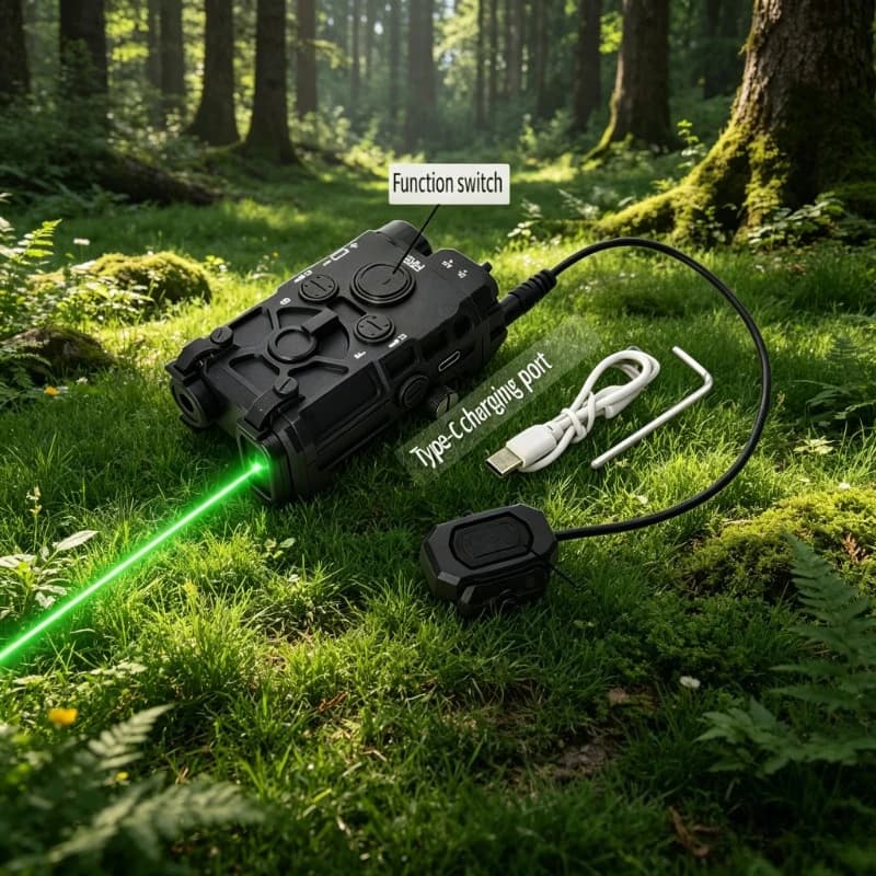 Multifunctional Tactical Storage Box, Red & Green Light Indicator Flashlight Combo, Outdoor Toy Accessories