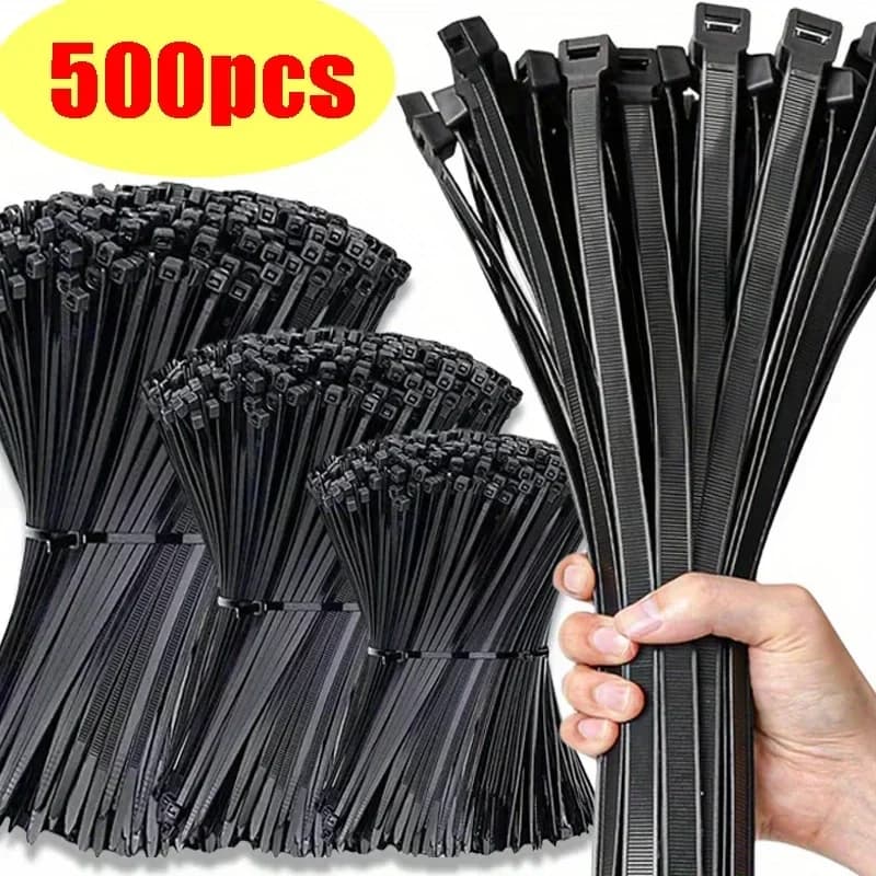 100/500 pz Fascette per cavi in nylon Fascette per cavi autobloccanti regolabili Cinghie Anello di fissaggio Fascette per cavi in plastica riutilizzabili per l'home office