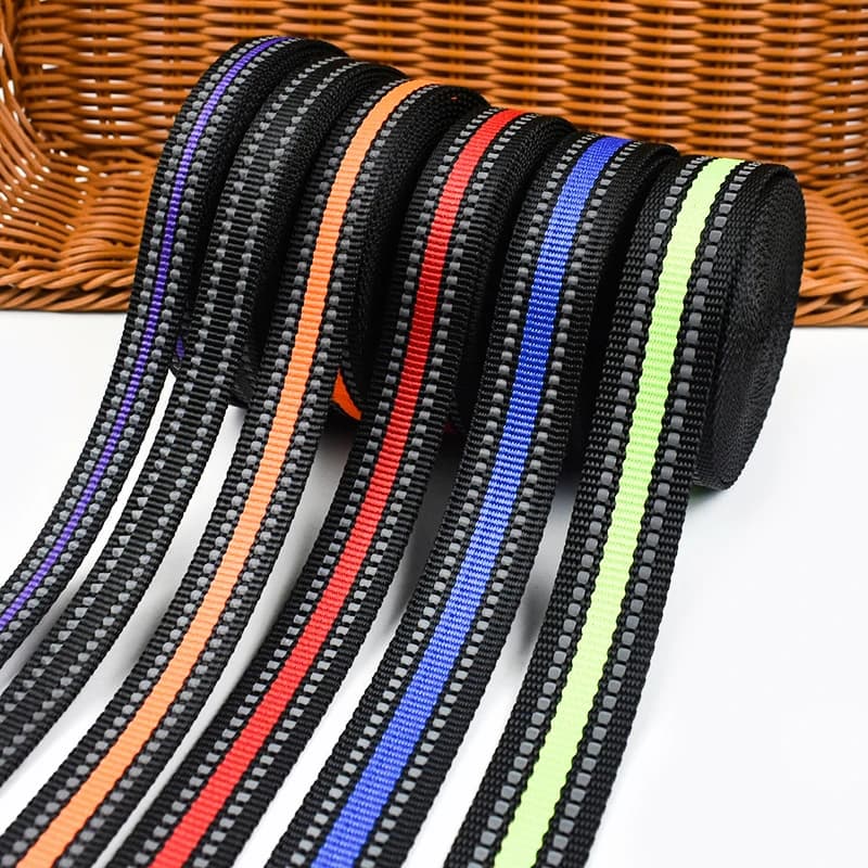 15/20/25mm Nastro riflettente Nastro 5/10M Nylon Tessitura Borsa Tracolla al metro Collare per cani Cintura legante in poliestere Forniture