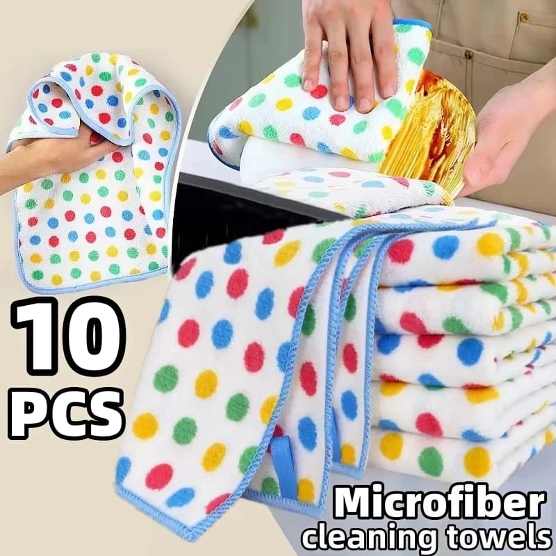 10PCS Panno di Pulizia In Microfibra Addensato Piatto Asciugamano Ad Alto Assorbente Spagzare Cucina Lavaggio Piatti Stracci Per La Casa Pulire Asciugamani