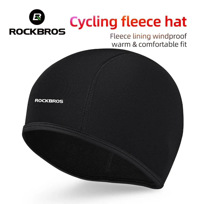 ROCKBROS Cappelli in pile da ciclismo invernale Berretto sportivo da esterno Uomo Cappello invernale caldo per la testa Antivento Sci Ciclismo Berretto da bicicletta Cappelli da uomo