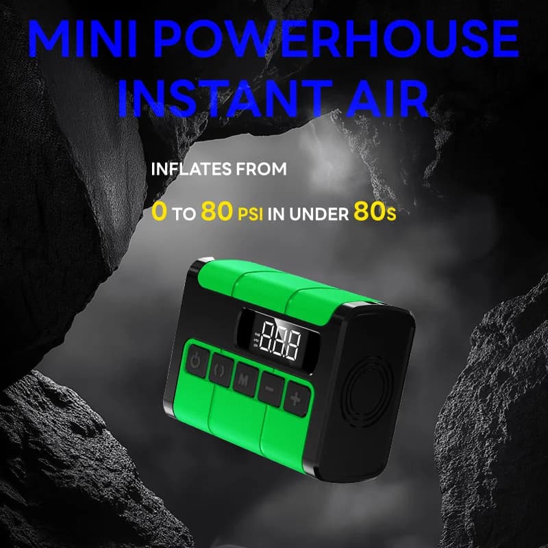 Nuova Pompa d'Aria Digitale Portatile, Mini Compressore d'Aria Ricaricabile Senza Fili per Gonfiaggio Rapido di Auto e Biciclette