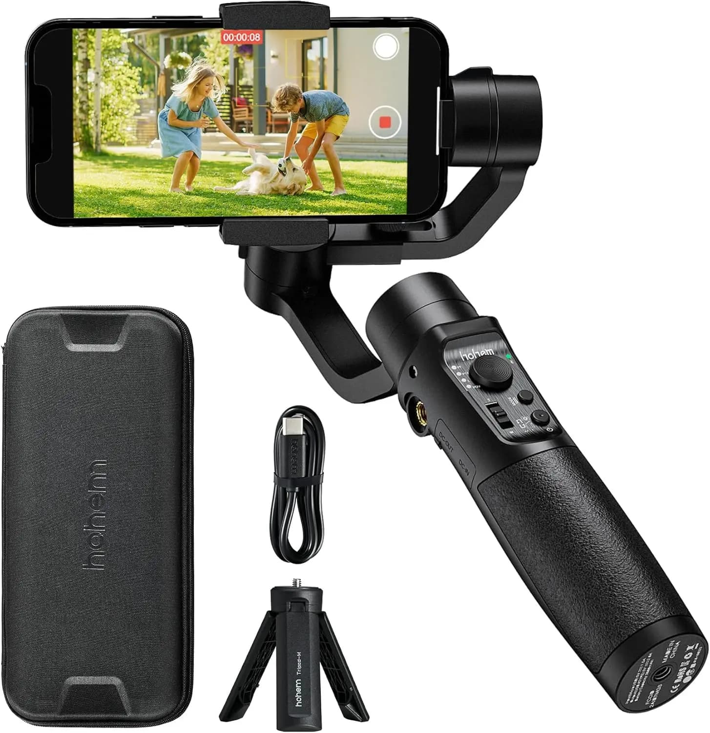 3 Axis Gimbal Stabilizer for Smartphone iPhone 15/14/13/12, Android, with Ultra-Ampio Angle and 600° Rotation