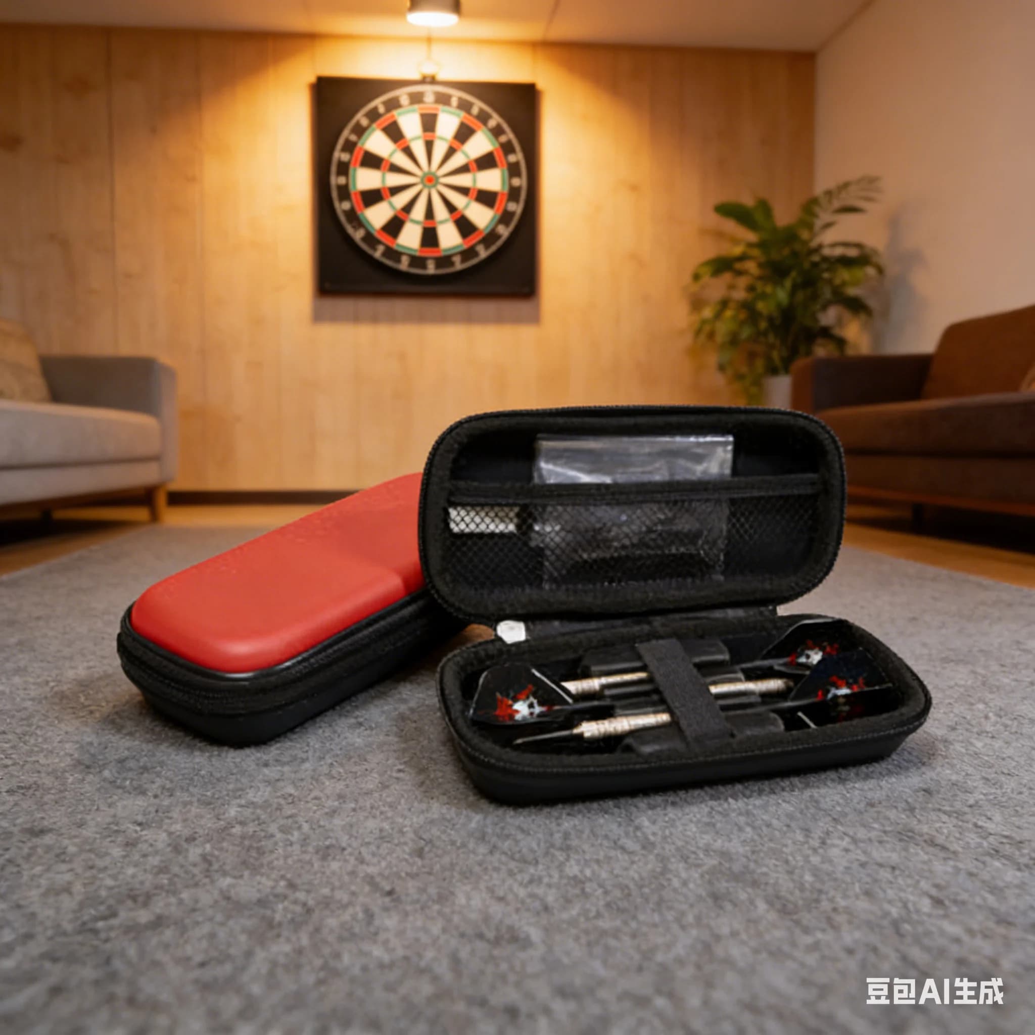 1 custodia per freccette in EVA, organizer per punte e aste, con spazio per 3 aste di freccette, alette, punte e altri accessori
