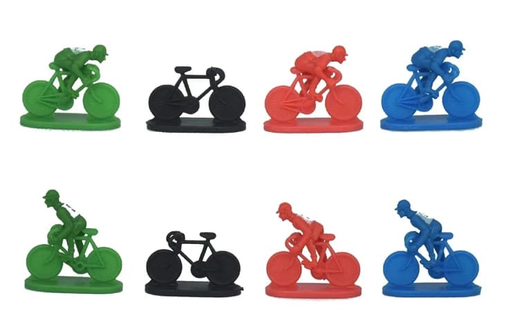 Miniature in PVC per giochi da tavolo: Set da 8 personaggi ciclisti da competizione (bici, corsa, guerra, scacchi)