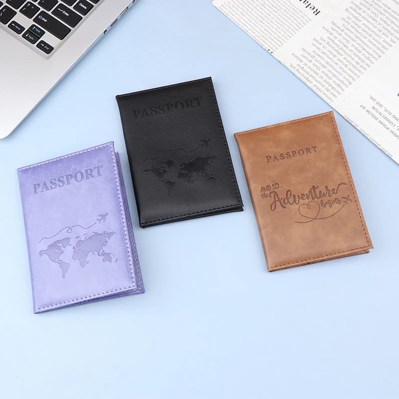 Essential Travel Companion; PU Leather Unisex Passport Case; Slim World Design Wallet/Card Holder, Simple Fashion.