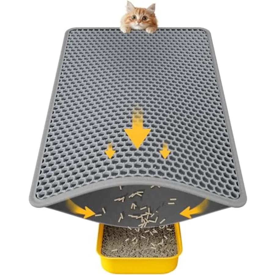 Tappetino per lettiera per gatti - 23,2'' x 14,6'' Tappetino piccolo per catturare la lettiera, facile da pulire, impermeabile, anti-urina, antiscivolo per gatti