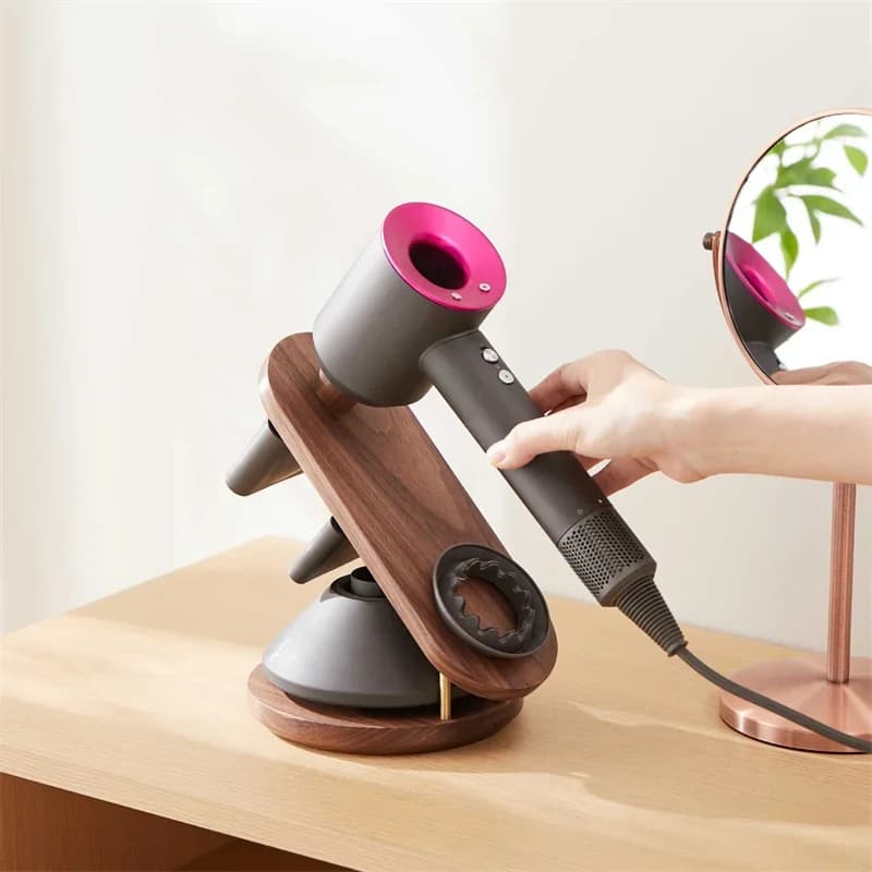Wall Support for Dyson Supersonic Hair Dryer, Walnut and beechwood Hair Dryer, Bathroom Hair Dryer