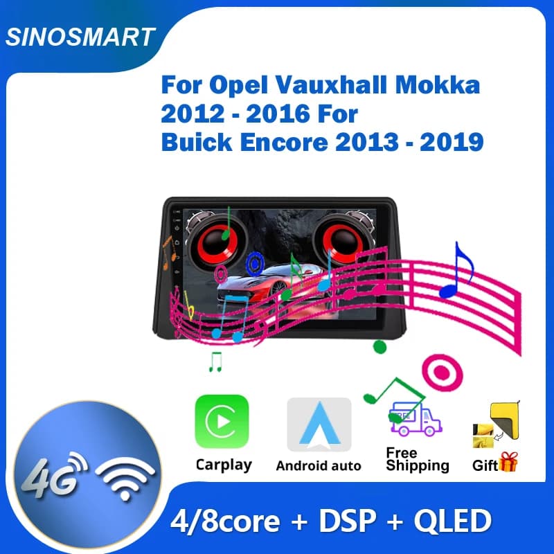 SINOSMART Car Radio for For Opel Vauxhall Mokka 2012 - 2016 For Buick Encore 2013-2019 GPS Navigation Player , QLED DSP
