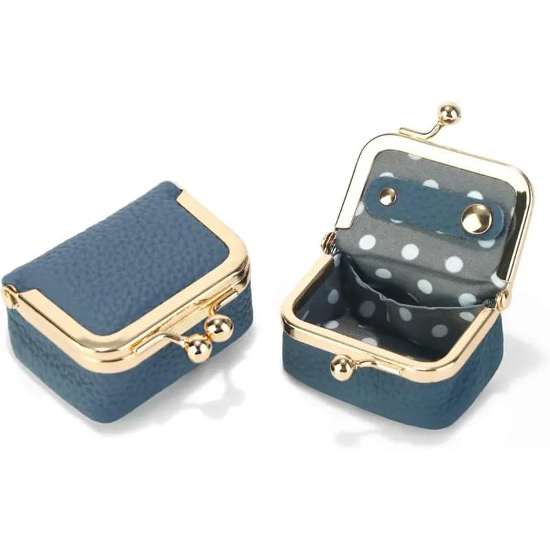 Universal Genuine Leather Mini Purse – Kiss Lock Jewelry Organizer Coin Bag, Compact Travel Storage for Rings Earrings Coins PD