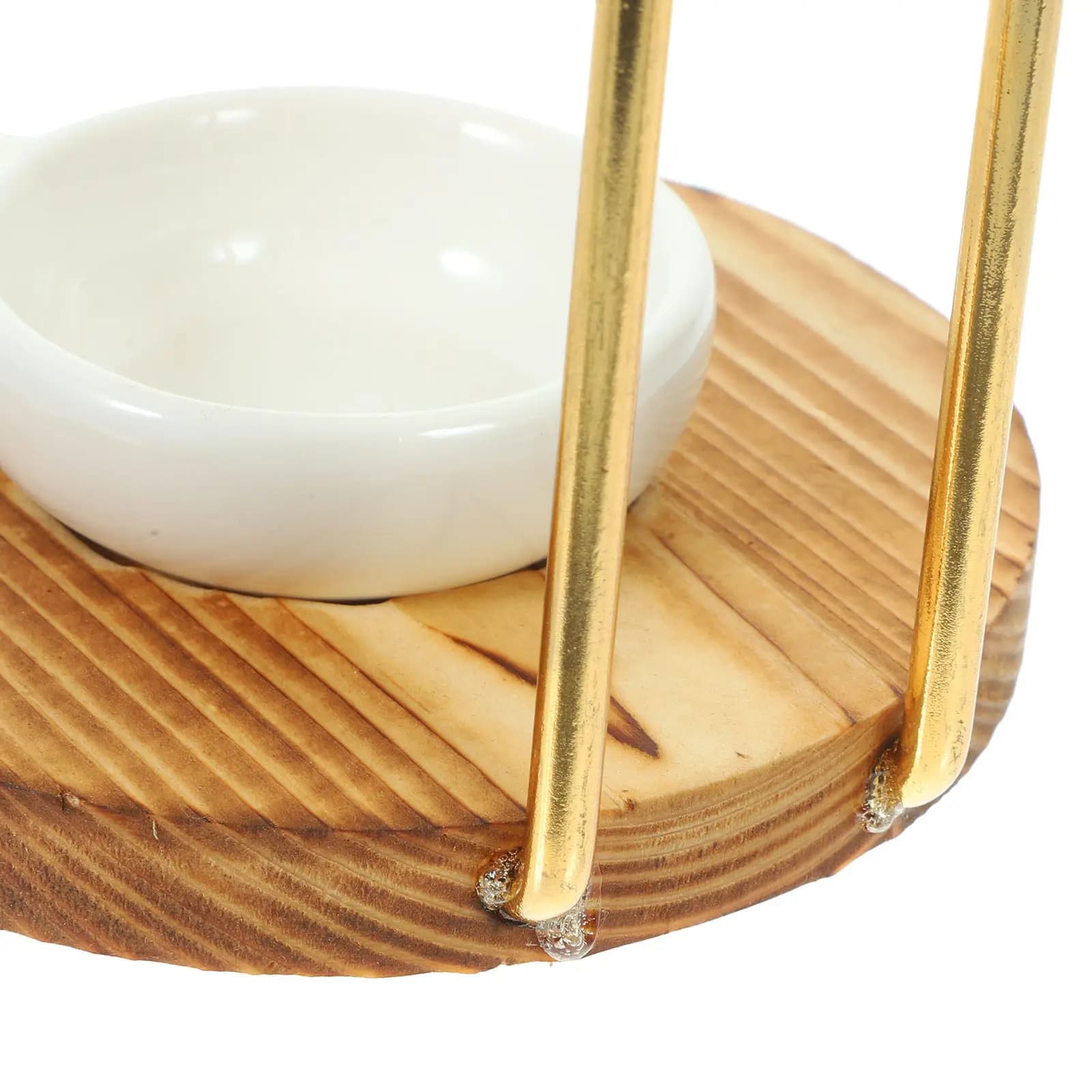 1Set Ceramic Essential Oil Burner Vintage Style Tealight Wax Melt Warmer Wood Frame Holder Aroma Diffuser for Home Yoga