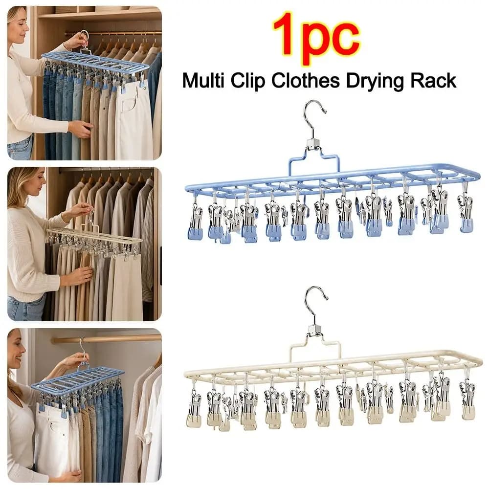 Gifts Multi Clip Clothes Drying Rack Strong Bearing Windproof Laundry Drying Hanger Space Saving Pants Hanger Home Organizer