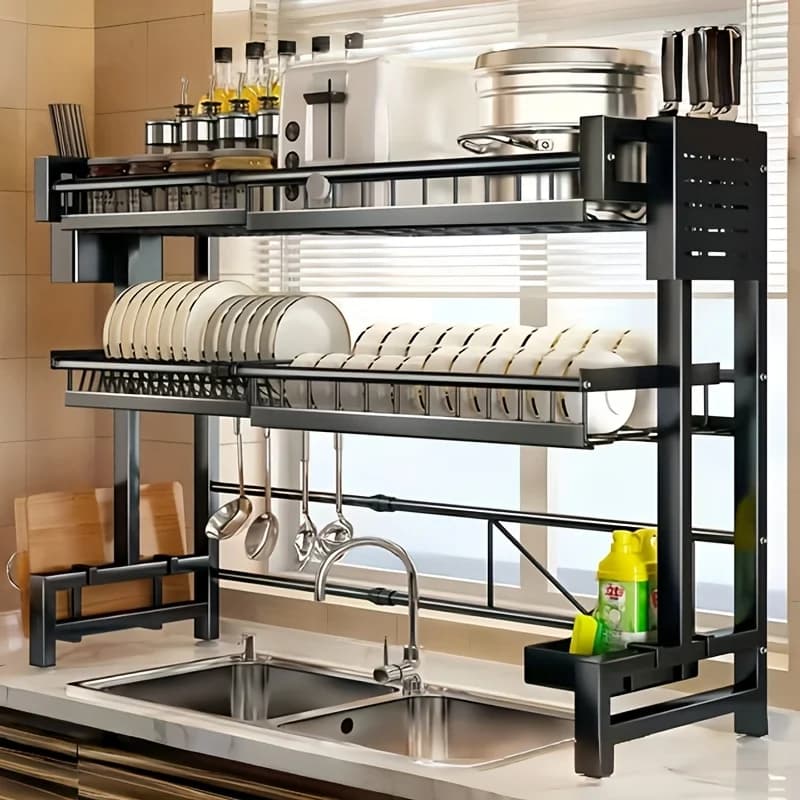 Multifunctional Retractable Kitchen Sink Drain Rack Washing And Rag Dish Rack Chopstick Knife Storage Rack