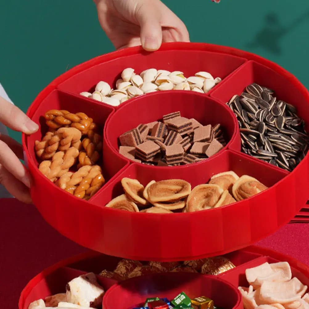 1Pcs Double-Layer Multifunctional Compartment Snacks Tray Creative Desktop Fruit Candy Storage Box Premium PP Ps Plastic Dried