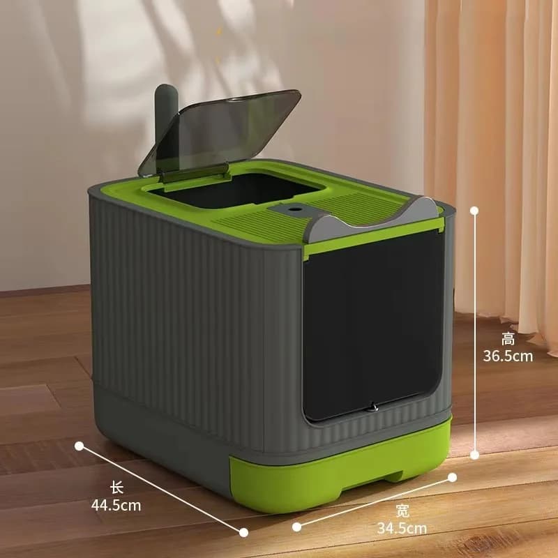 Lettiera per Gatti Completamente Chiusa e Rimovibile, Anti-Schizzi e Anti-Odore, Toilette in Plastica Sostenibile per Animali Domestici