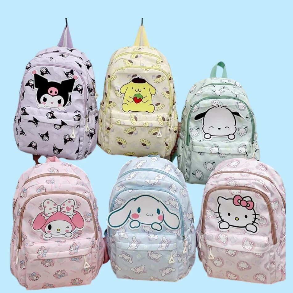 Zaino Anime Kuromi Cinnamoroll My Melody Pochacco Zaino per studenti Borsa da scuola di grande capacità per bambini Ragazze Ragazzi