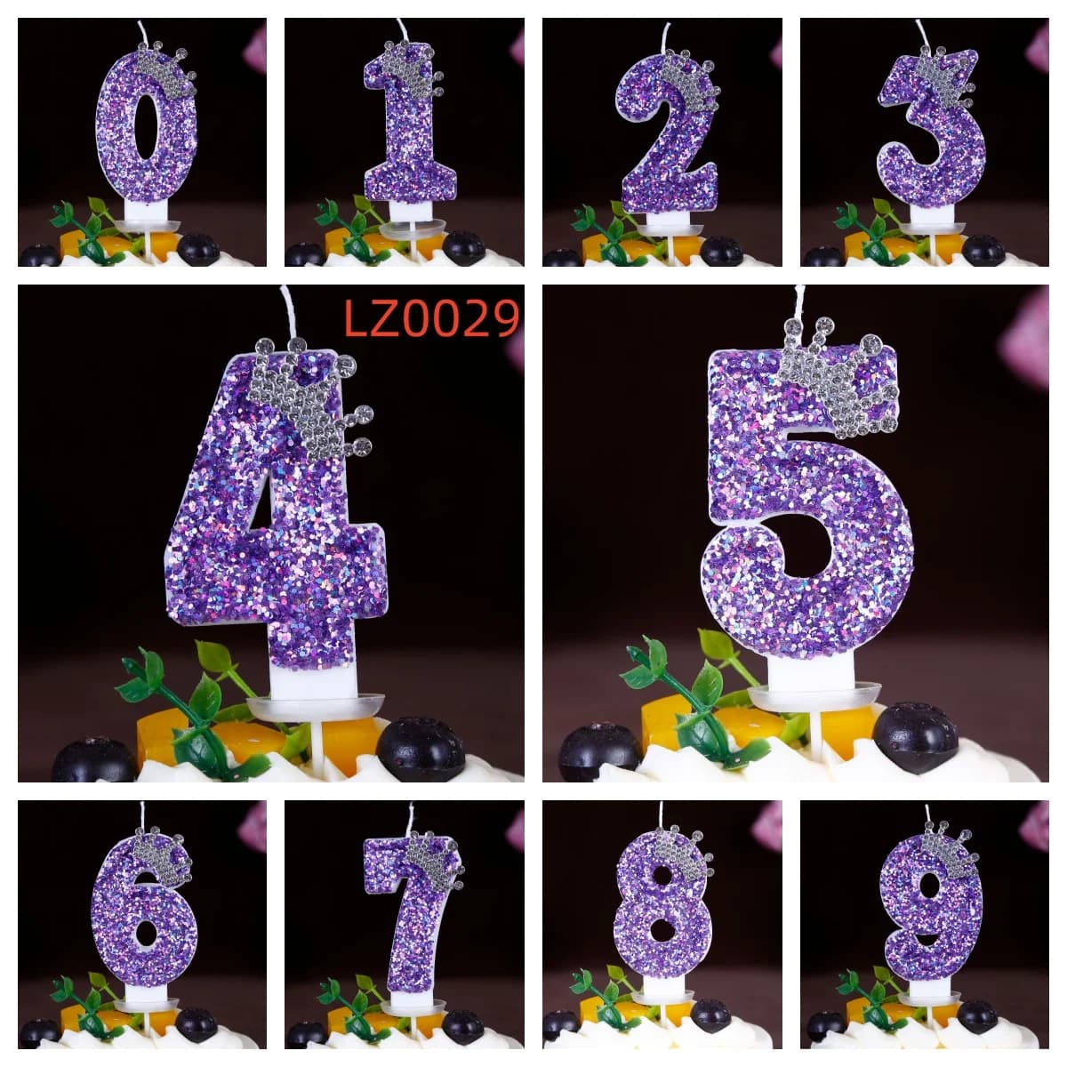 New 0-9 Number Birthday Candles Original Pure Purple Crown birthday cake digital party anniversary candle