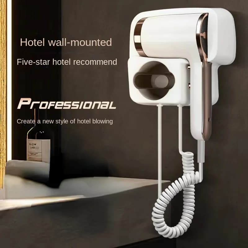 New wall hair dryer for hotel without perforation, electric hair dryer for protection from overheating of the hotel's family bathroom