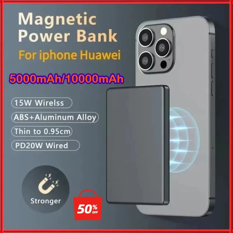 Per iPhone 16 15 Power Bank wireless magnetico sottile PD 20W Batteria esterna portatile a ricarica rapida per Magsafe per iPhone Huawei