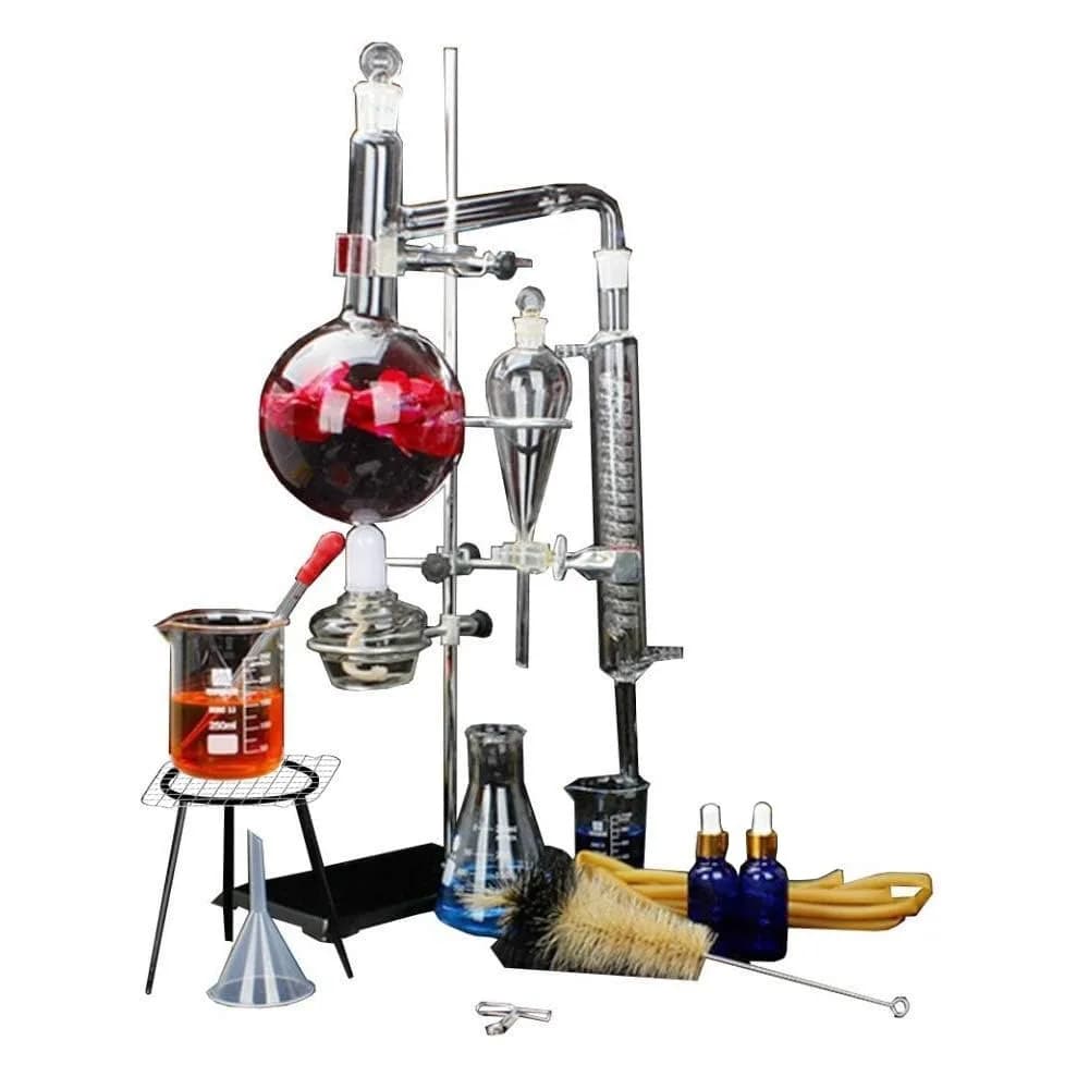 Distillatore Domestico per Oli Essenziali e Moonshine, Set di Apparecchiature per Distillazione dell'Alcol 3.3 Boro, Kit di Vetreria da Laboratorio Chimico 1000 ML