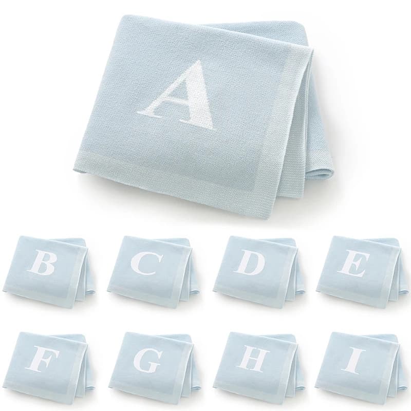 Infant Baby Blankets Cotton 100*80cm Letter Knitted Newborn Boys Girls Stroller Basket Sleep Covers Blue Toddler Throwing Quilts