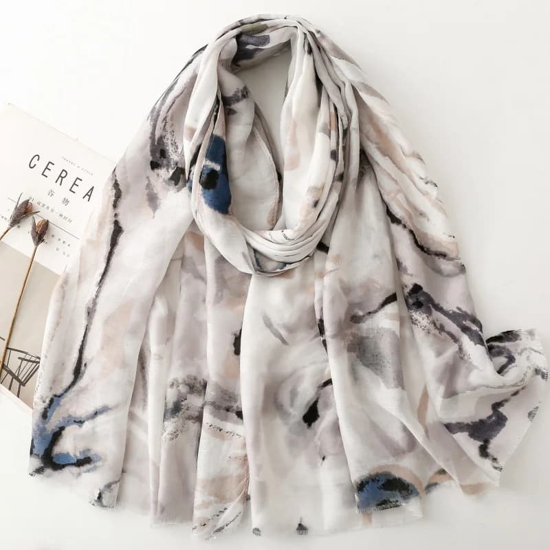 Sciarpa morbida in viscosa con farfalla con pittura a inchiostro di nuova moda Boho Chic Scialle con frange sottili da donna Perfetto per viaggi e casual Hijab musulmano