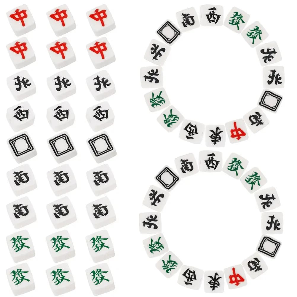 50 Pezzi Perline Mahjong, Ciondoli Piatti in Argilla a Forma di Tessere Cinesi, Kit Fai da Te per Creazione Braccialetti, Perline Distanziatrici per Gioielli dell'Amicizia, Sicure in Polimero