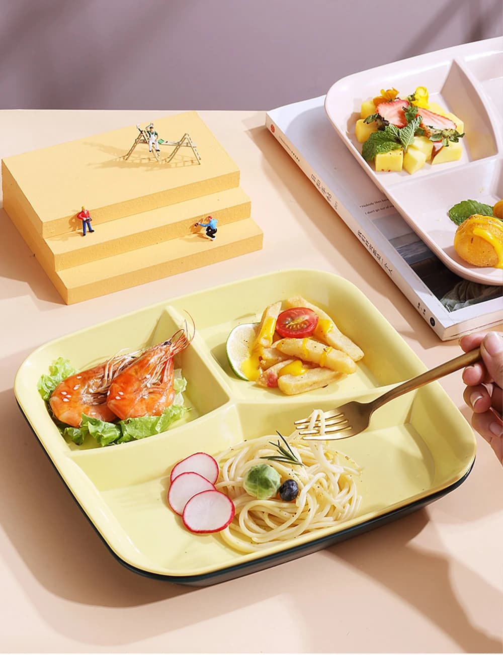 New Plate Flat Bariatric Porcelain Meal Foods Planning Diet Weight Plates Divided Nutrition Loss To Serve Snack Disappearance