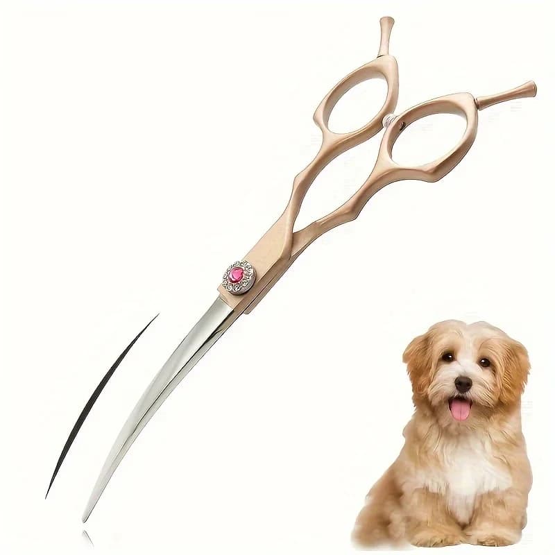 Forbici professionali curve per toelettatura cani, cesoie per animali domestici in acciaio inossidabile, forbici di sicurezza per tagliare peli di cani e gatti