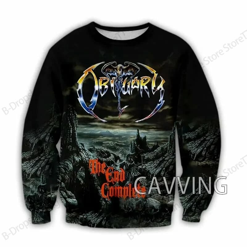 T-shirt a maniche lunghe da uomo New Rock Band Obituary T-shirt con stampa 3D Uomo Donna Moda Top Tees T-shirt vintage Heavy Metal