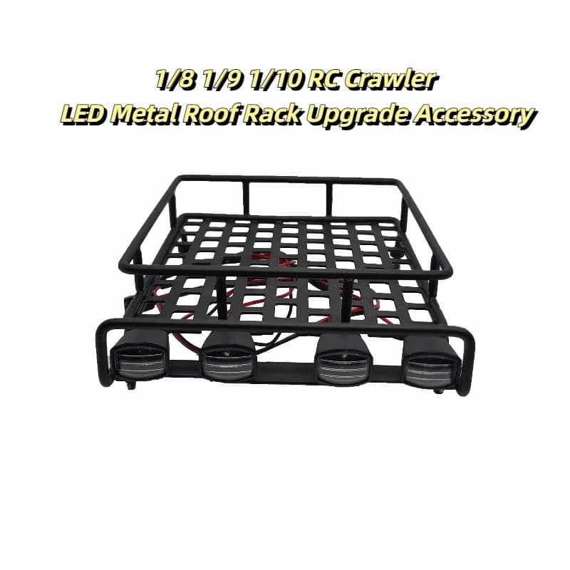 Portapacchi in Metallo RC con Luci LED per Modelli di Auto RC Crawler Fuoristrada in Scala 1/10 1/9 1/8 - Parti di Aggiornamento