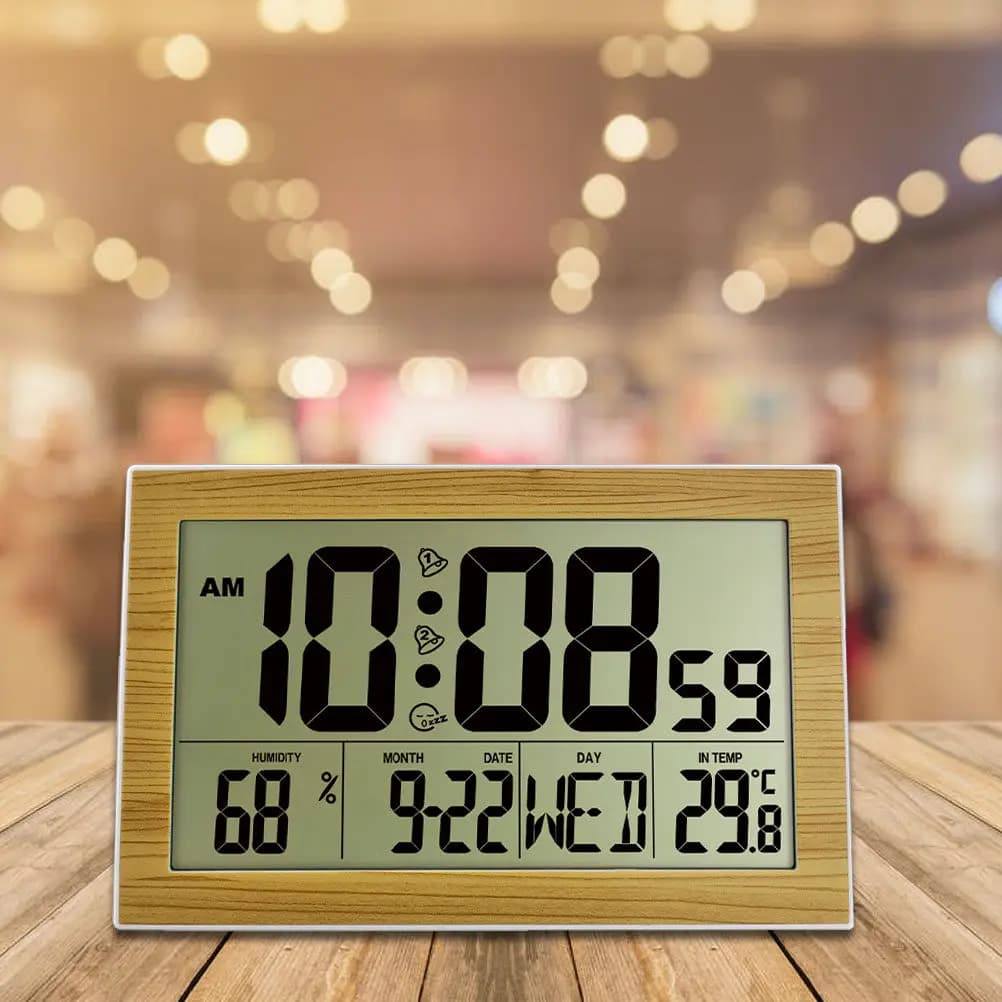 1Pcs Electronic Wall-Mounted Clock Large Screen Digital Alarm Clock Silent Desktop Bedroom Office Calendar Thermometer