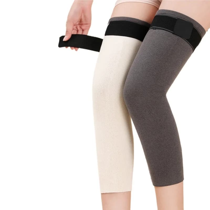1 paio uomo donna cotone peluche scaldamuscoli inverno artrite reumatica ginocchiere Leggings maniche per le gambe sci corsa ginocchiere