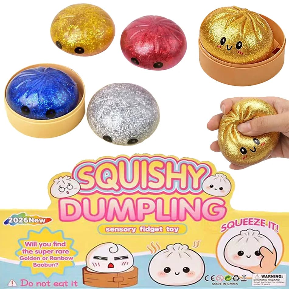 Squishy Kawaii a Forma di Raviolo con Base a Forma di Vaporiera e Faccina Sorridente, Giocattolo Spremibile, Regalo di Compleanno per Ragazze, Ragazzi e Adulti