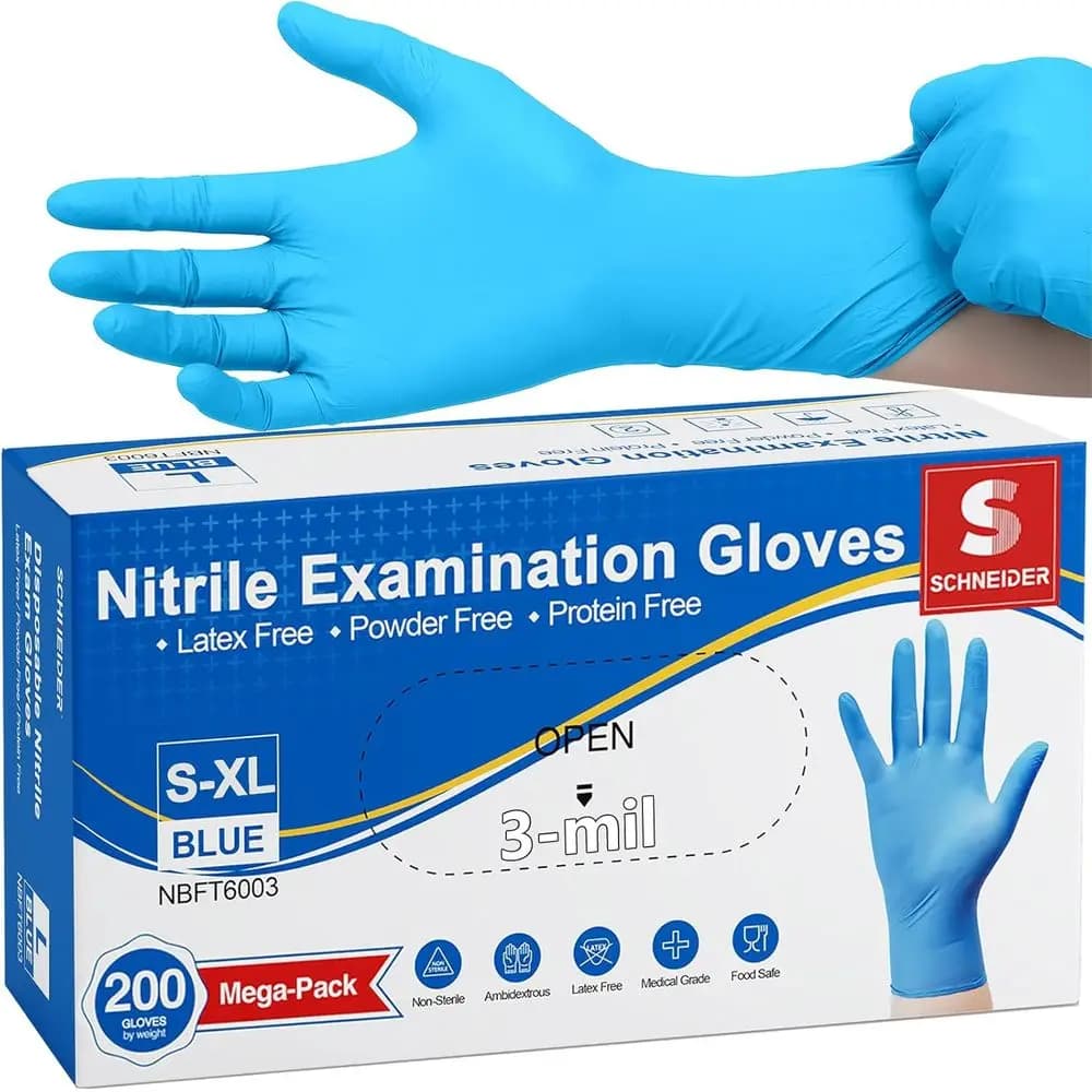 Guanti Monouso Blu di Grado Medicale - Senza Lattice, Ideali per Uso Medico, Pulizie e Preparazione Alimenti