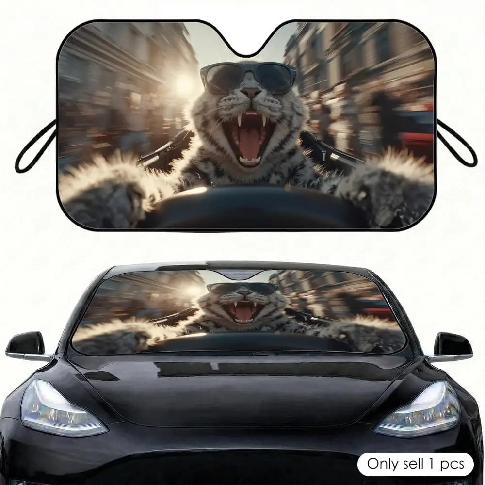 Cute Cat Driving Sun Visor Car Windshield Sunshade Front Window UV Protection Heat Insulation Sun Shade Cover Foldable