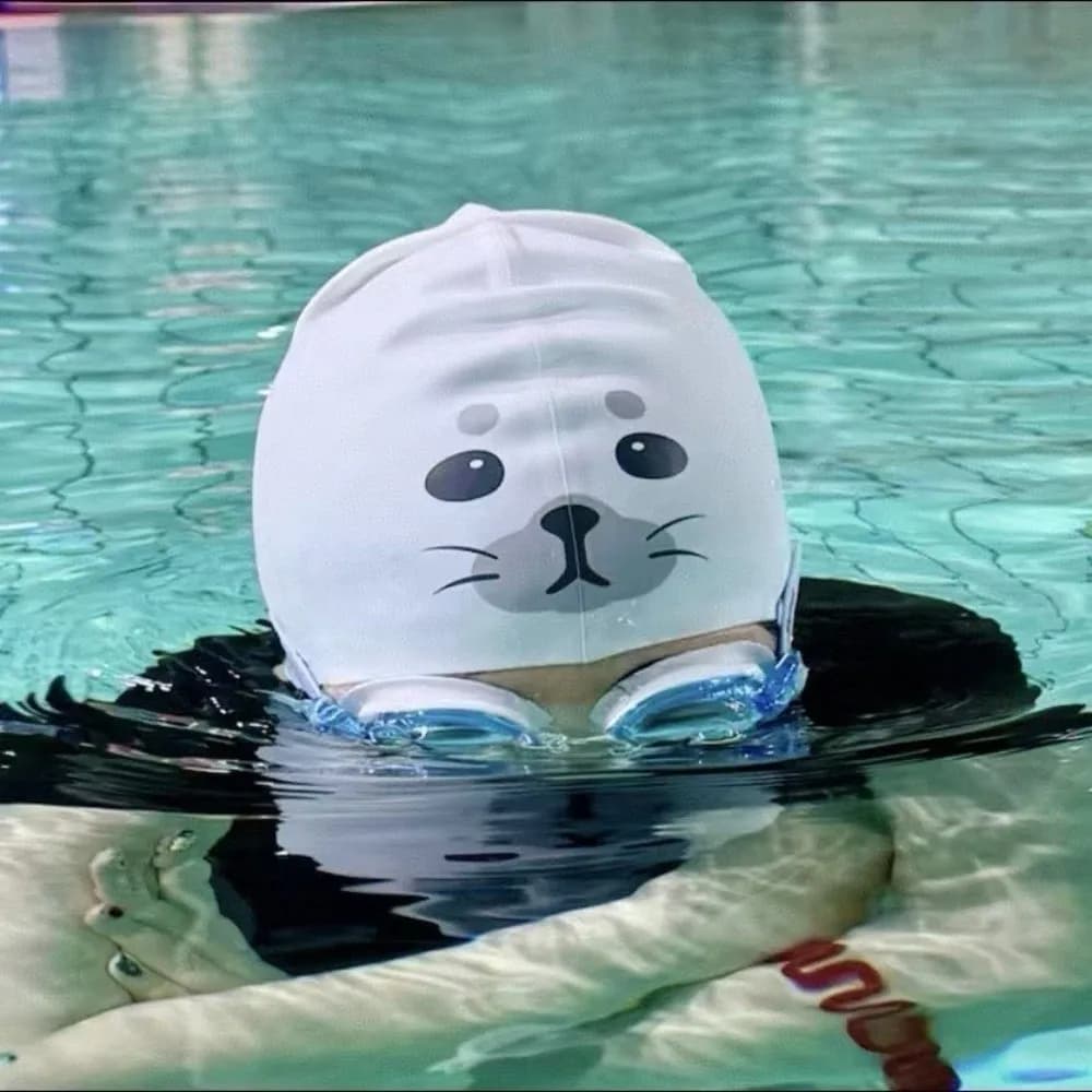 Cute Waterproof Silicone Swim Cap Quick Dry Funny Swimming Hat Cartoon Comfortable Fit Animal Printed Cap Pool Use