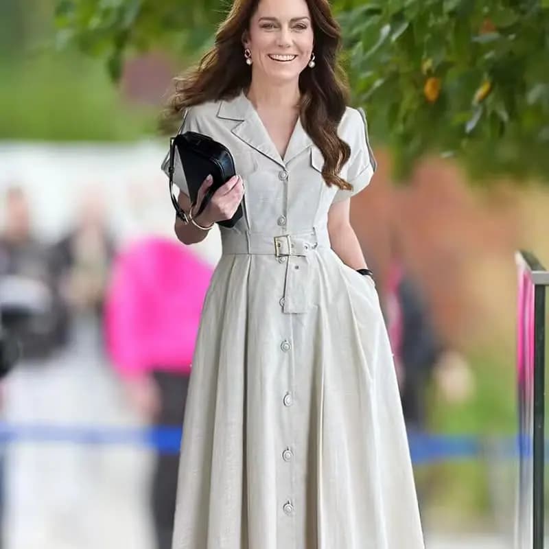 Abito da principessa Kate Middleton eleganti abiti OL a maniche corte con cintura