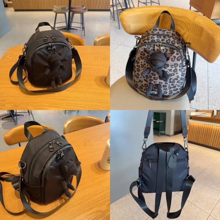 【Nuovo stile】Zaino da donna, borsa a tracolla autunnale, borsa a tracolla in nylon impermeabile, zainetto piccolo alla moda casual, borsa a forma di bambola carina f