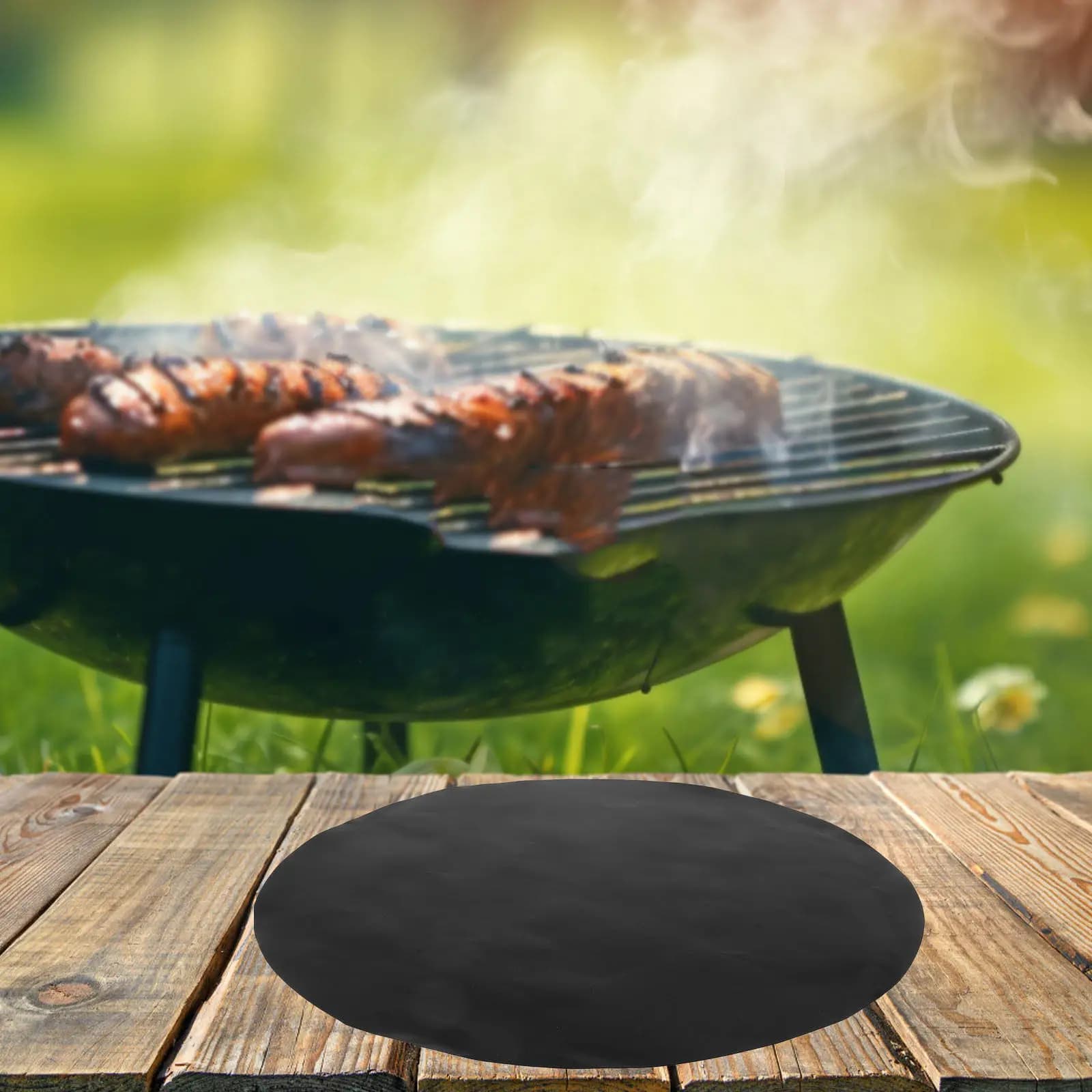 Tappetino per barbecue circolare da 40 cm, 2 pezzi, antiaderente, facile da pulire, leggero, per griglie rotonde, impedisce agli alimenti di attaccare o cadere.