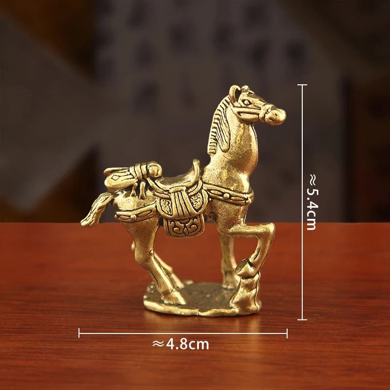 Statuette Zodiacali: Cavallo che Calpesta Monete, Statuetta Portafortuna in Rame Puro, Miniature da Collezione, Ornamento Feng Shui da Scrivania