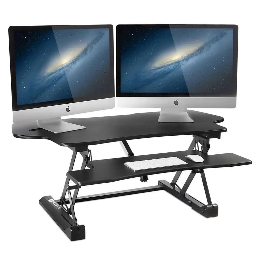 Convertitore per Scrivania Elettrica Regolabile in Altezza 48.5 per Doppio Monitor, Rialzo Elettrico Motorizzato Sit-Stand con Porta USB e Slot per Dispositivi