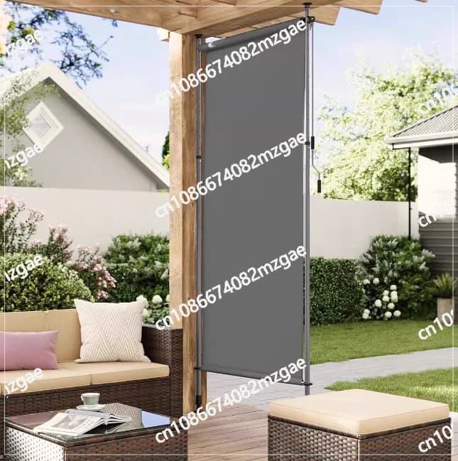 Tenda da Sole Verticale Avvolgibile per Esterni, Schermo Parasole per Finestre, Tenda da Balcone Retrattile Manuale con Fissaggio a Morsetto