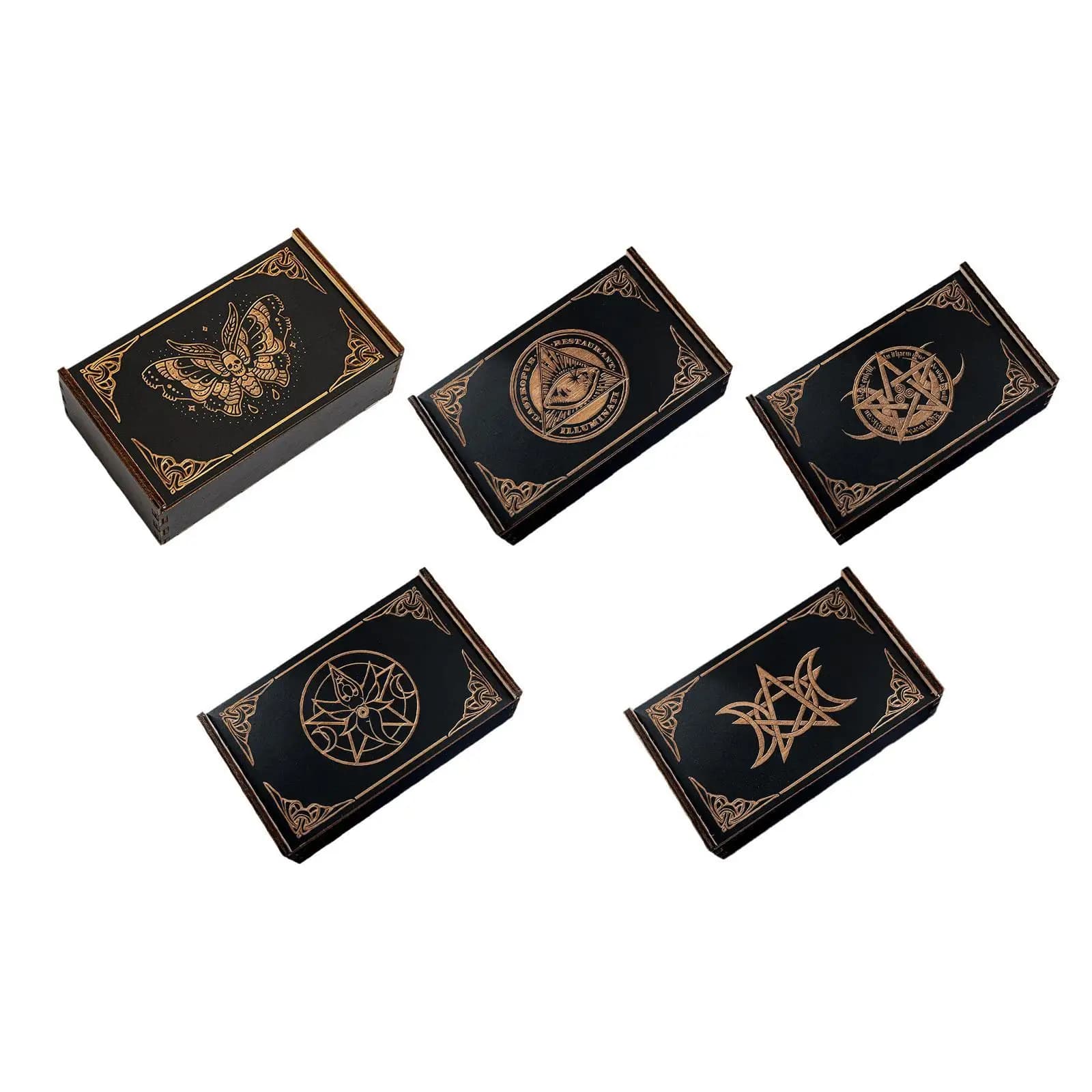 Sliding Wooden Card Box Tarot Storage Case for Pokemon Deck Box Organizer Collectible Holder Game Cards Trinket Keepsake Home