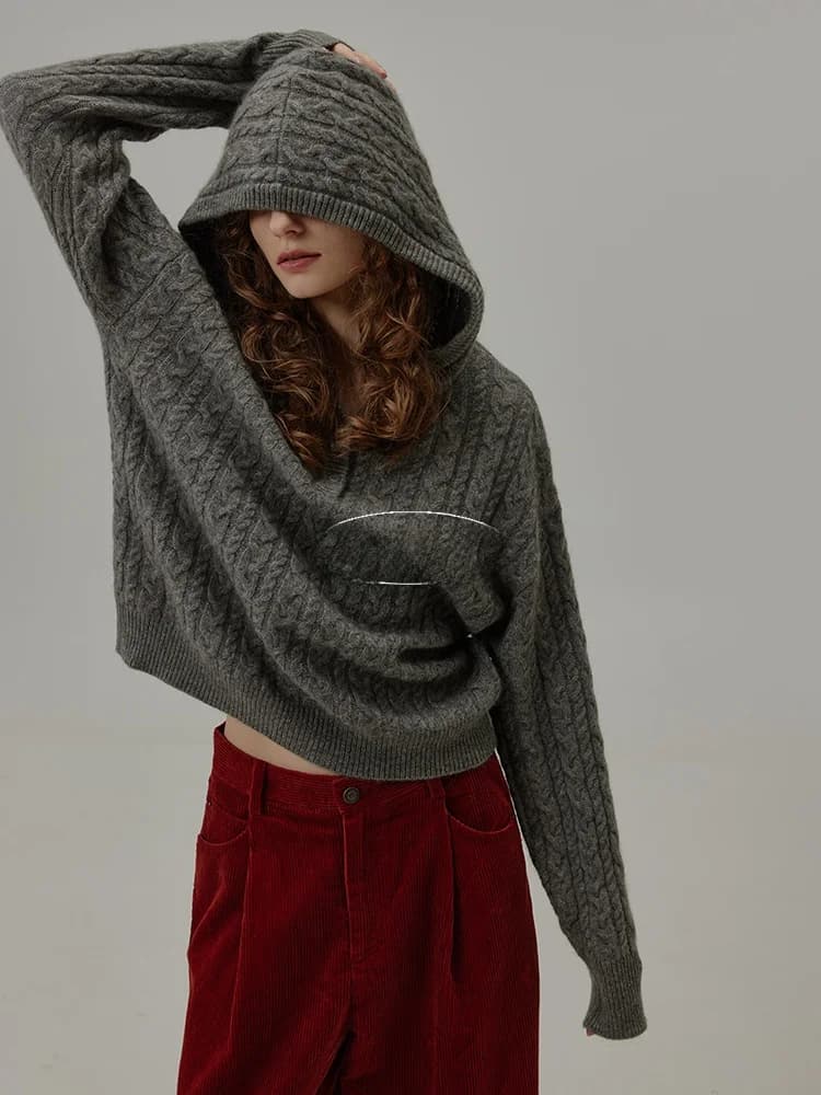 BMLT Lazy Style American Hoodie Women's Knitted Sweater Loose Fit Autumn Winter New Casual Top Comfortable Polyester Blend