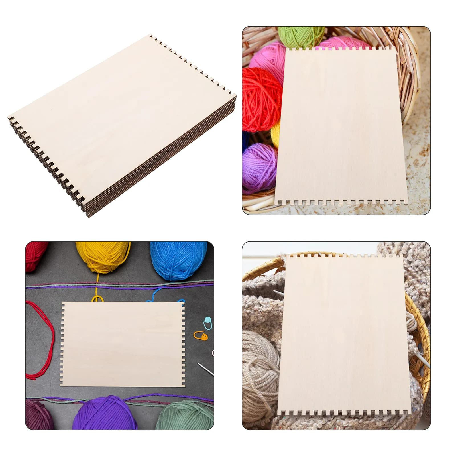 Set di 10 Tavole in Legno per Tessitura, Robusto Kit Fai-da-Te per Lavori a Maglia, Uncinetto, Cucito, Cesti e Strumenti Artigianali