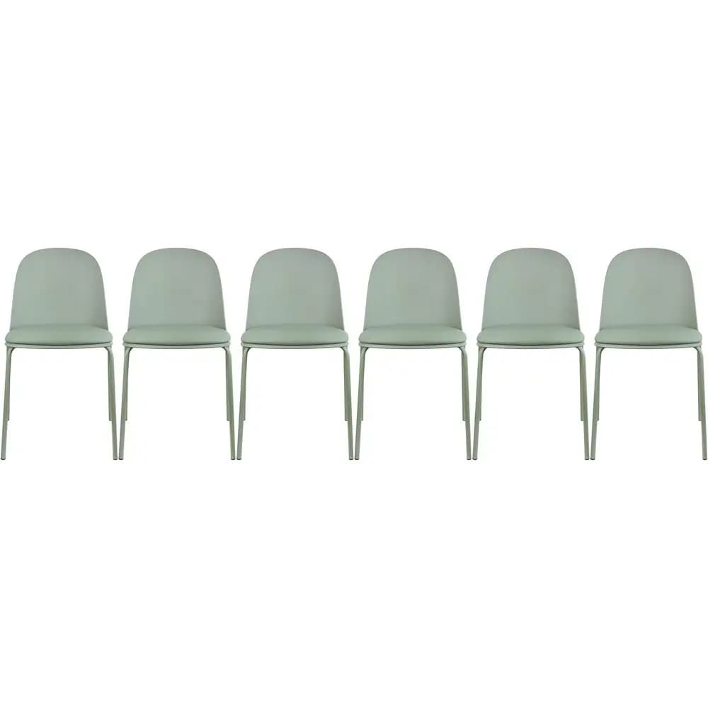 Set di 6 Sedie da Pranzo Impilabili, Seduta in Plastica con Cuscino Imbottito in Pelle PU, Gambe in Metallo per Casa o Ristorante